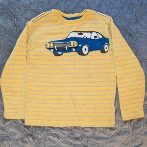Hanna Andersson striped yellow shirt classic blue car